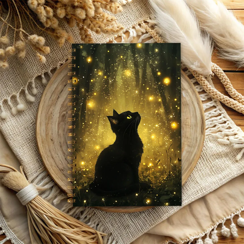 Firefly Cat Notizbuch, Tagebuch, blanko linierte Seiten, ideales Geschenk zum Notieren, inspirierend für Männer und Frauen, perfekt für Studenten