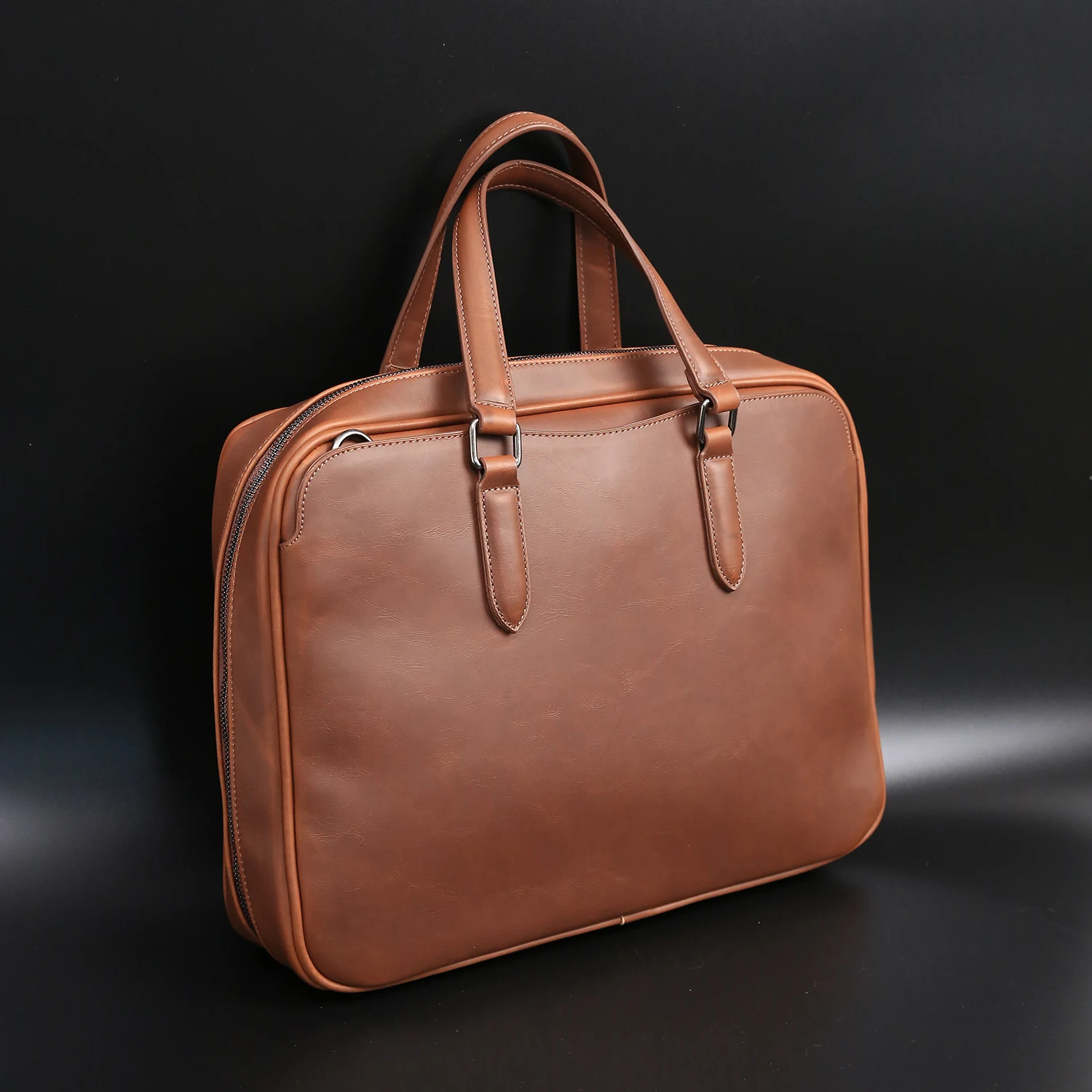 Brown Vintage Briefcase Business Documents 13-14 Inch Laptop Bag Can Be A Single Shoulder Messenger Bag