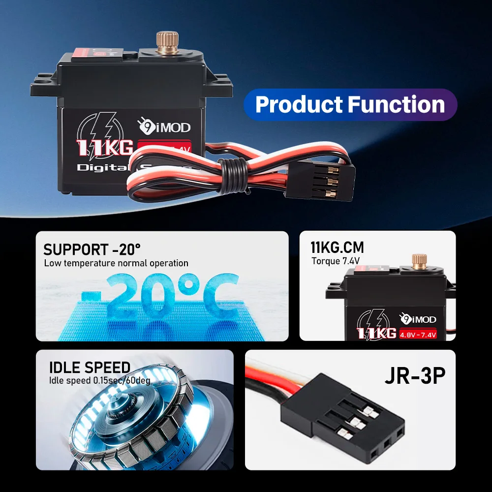 9IMOD 11KG Servo Digitale Metal Gear RC Servo 4.8V-7.4V Digitale Micro Motore con anima per il telecomando 1/16 Auto Aereo Ad Ala fissa