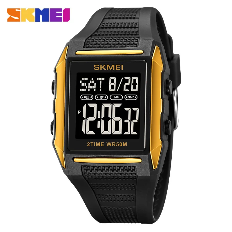 ساعة SkmeiSports للرجال، ساعة إلكترونية خارجية، ساعة منبه للطلاب، توقيت، ساعة إلكترونية متعددة الوظائف