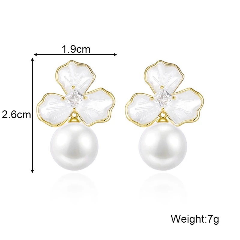 الأبيض اللؤلؤ الكرة المعلقات المرأة أقراط أذن منسدلة الأبيض المزجج زهرة أعلى ثلاث بتلات البوهيمي الزفاف الأذن مجوهرات 2025 جديد #2