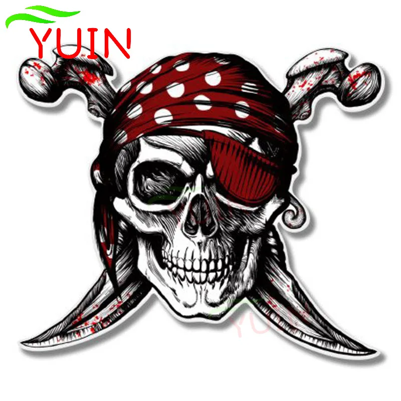 Personality Pirate Skull Jolly Roger Car Sticker PVC Bumper Window Graphic Decoration Auto Accessories Waterproof Decal 12*11cm