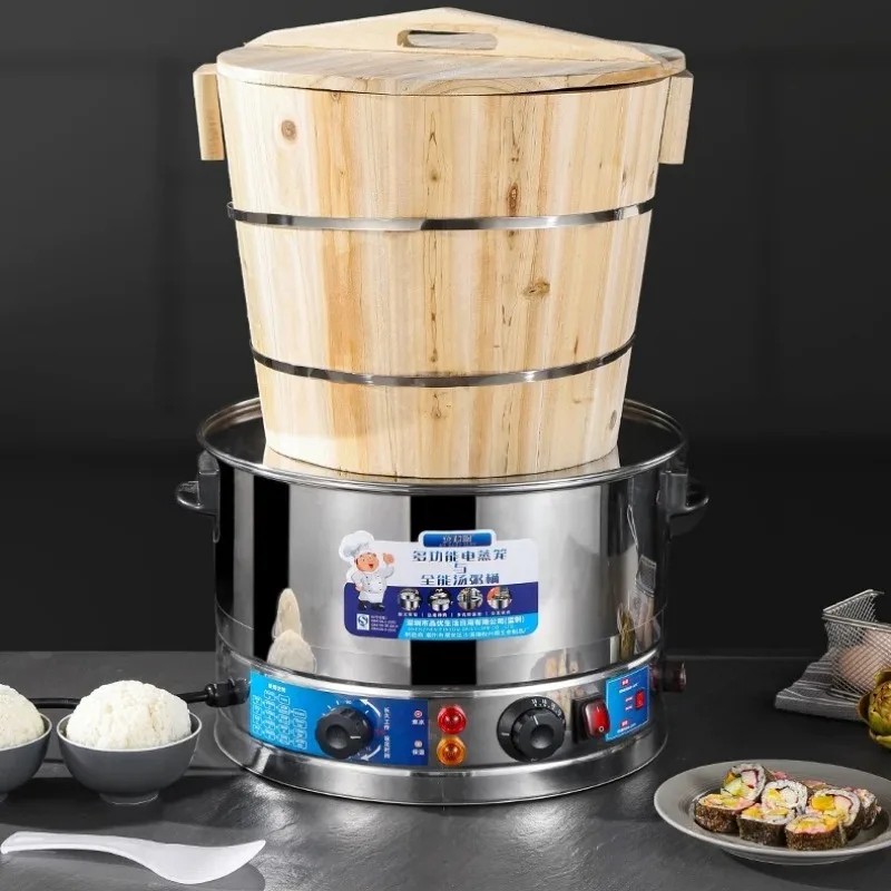 

Commercial Large Electric Steamer Sushi Gimbap Rice Bucket Stainless Steel Rice Ball Maker Restaurant Canteen Food Warmer Boiler