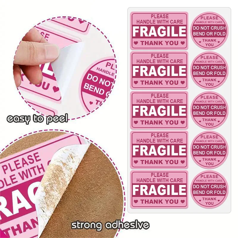 100 Sheets Fragile Item Handling Instruction Warning Labels Stickers for Shipping Packing Mailing Supplies