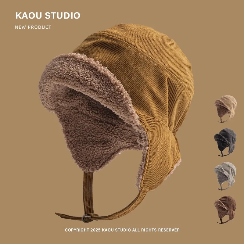 الخريف والشتاء جديد الرجعية سروال قصير الطيار قبعات للرجال والنساء في الهواء الطلق ركوب الدافئة سدادات حماية الأذن الترفيه أفخم منفذها القبعات #1