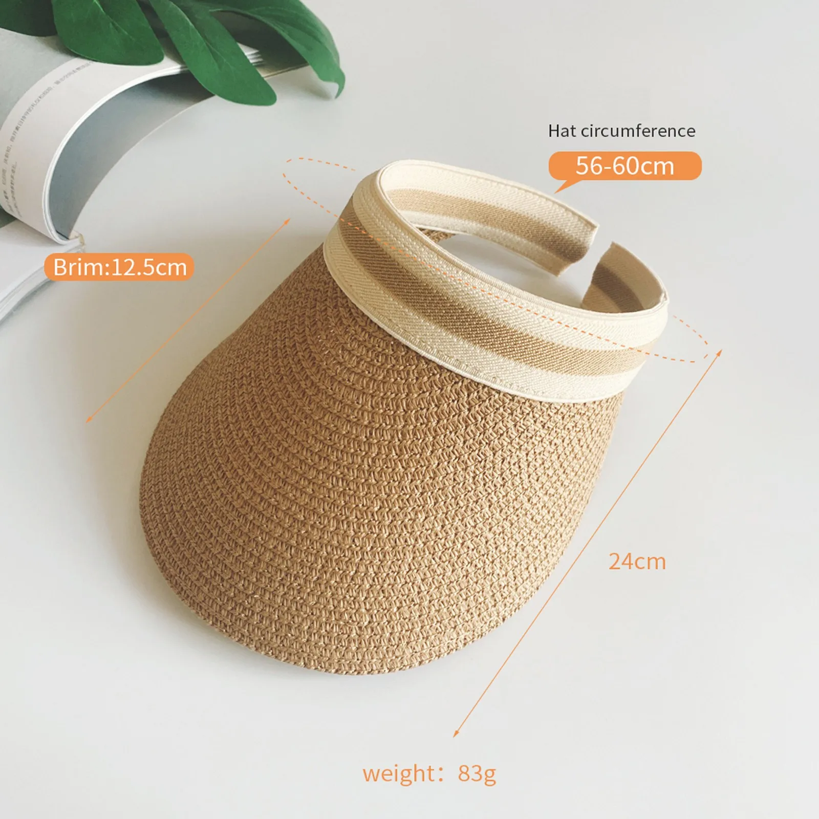 lady elegant Wide Straw Visors Sun Visor Hats For Women Foldable Beach Visors Summer Roll Up Ponytail Beach camping photo hat