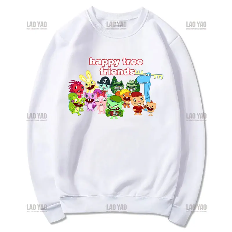 Hoodie kartun Unisex, Hoodie Unisex lucu, pakaian jalanan, kartun, obral panas, Teman pohon bahagia, pullover motif Pohon bahagia