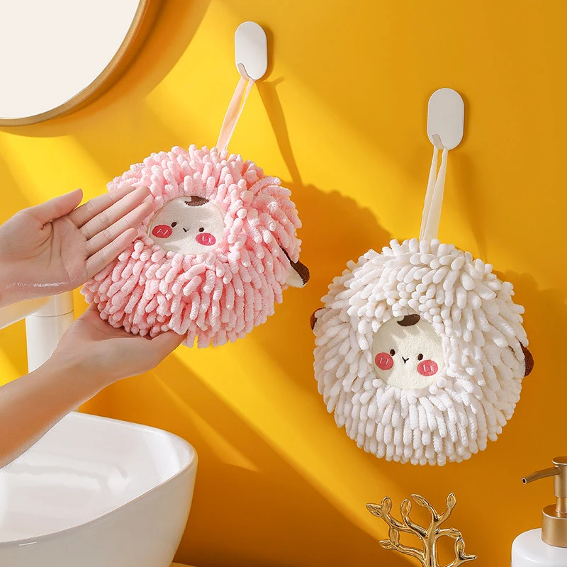 Cute Cartoon Hand Towels Kitchen Bathroom Hand Towel Ball With Hanging Loops Quick Dry Soft Absorbent Towels