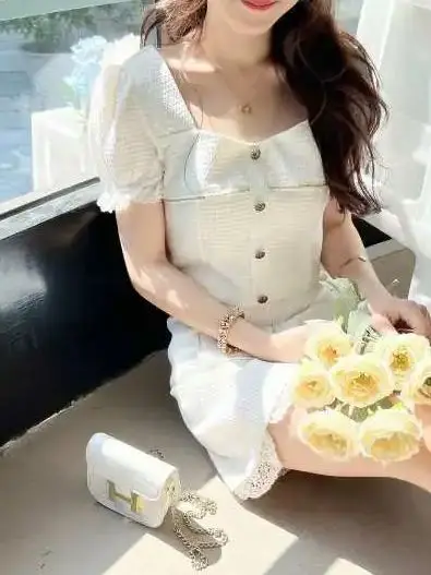Suit White Small Fragrance Style Button Top + Skirt 2024 Summer New Fashion Small Two-Piece Set Summer
