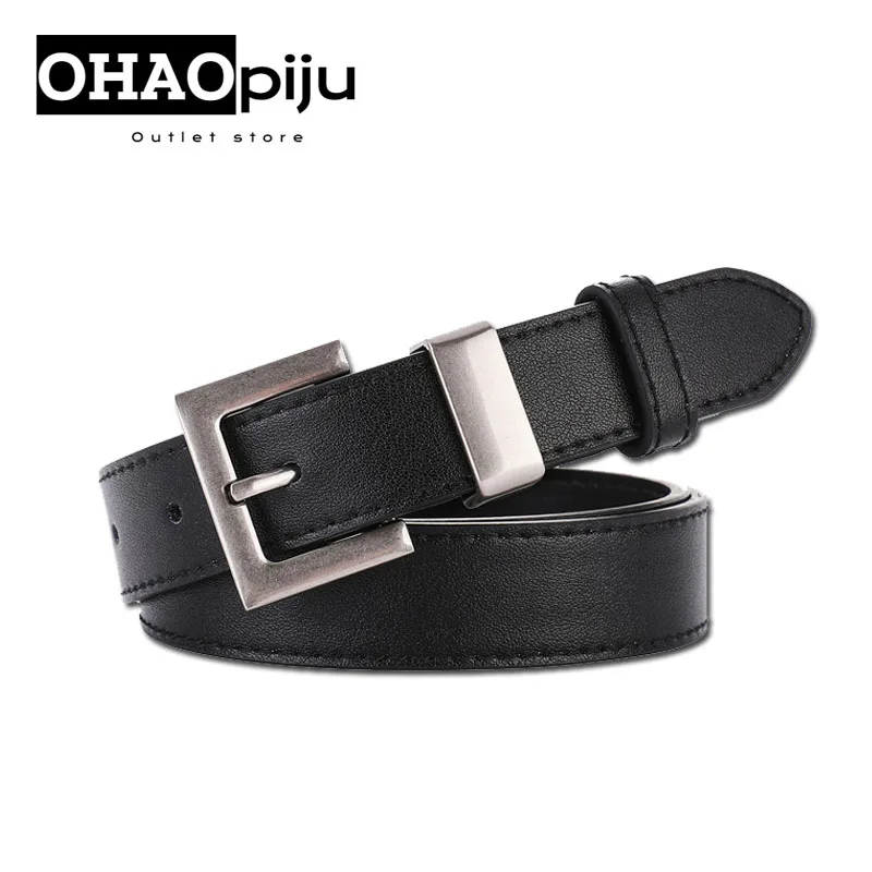 New Genuine Leather Women\'s Jeans Belt Fashionable Simple High Quality Cowhide Women\'s High Waist Belt Luxury Designer Brand