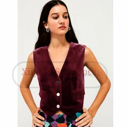 Gilet di velluto da donna francese retrò senza maniche interno monopetto con scollo a v gilet coreano inverno esterno senza maniche cappotti donna giacche