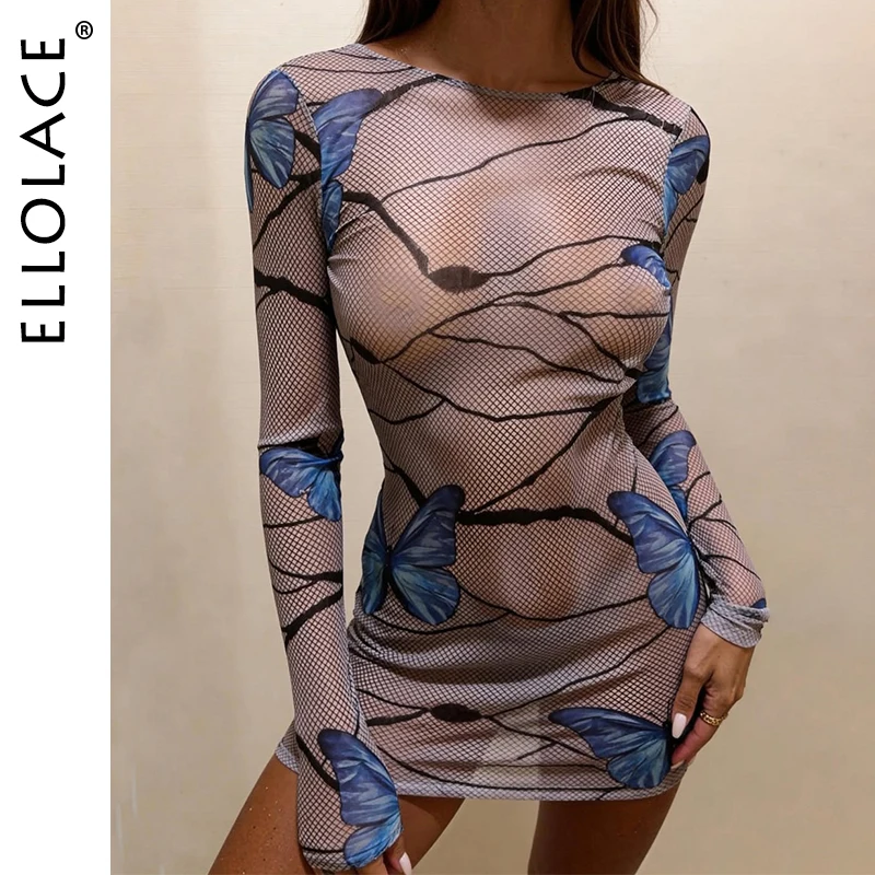 Ellolace Halloween Lingeries Femme Ultra Hot Sexy Butterfly Cosplay Costume Mini Dress Thong 2PC Sensual Hot Girls' Outfits view 2