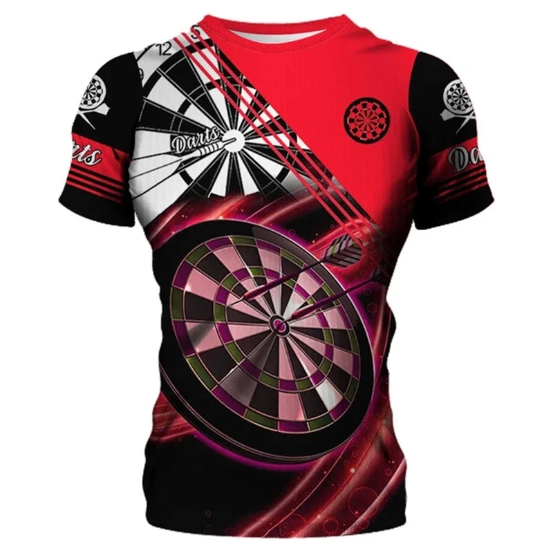 

Футболка с 3D принтом дартса для мужчин, модная стрельба, круглый вырез, короткий рукав, спортивный стиль на открытом воздухе, футболка большого размера, свободный пуловер