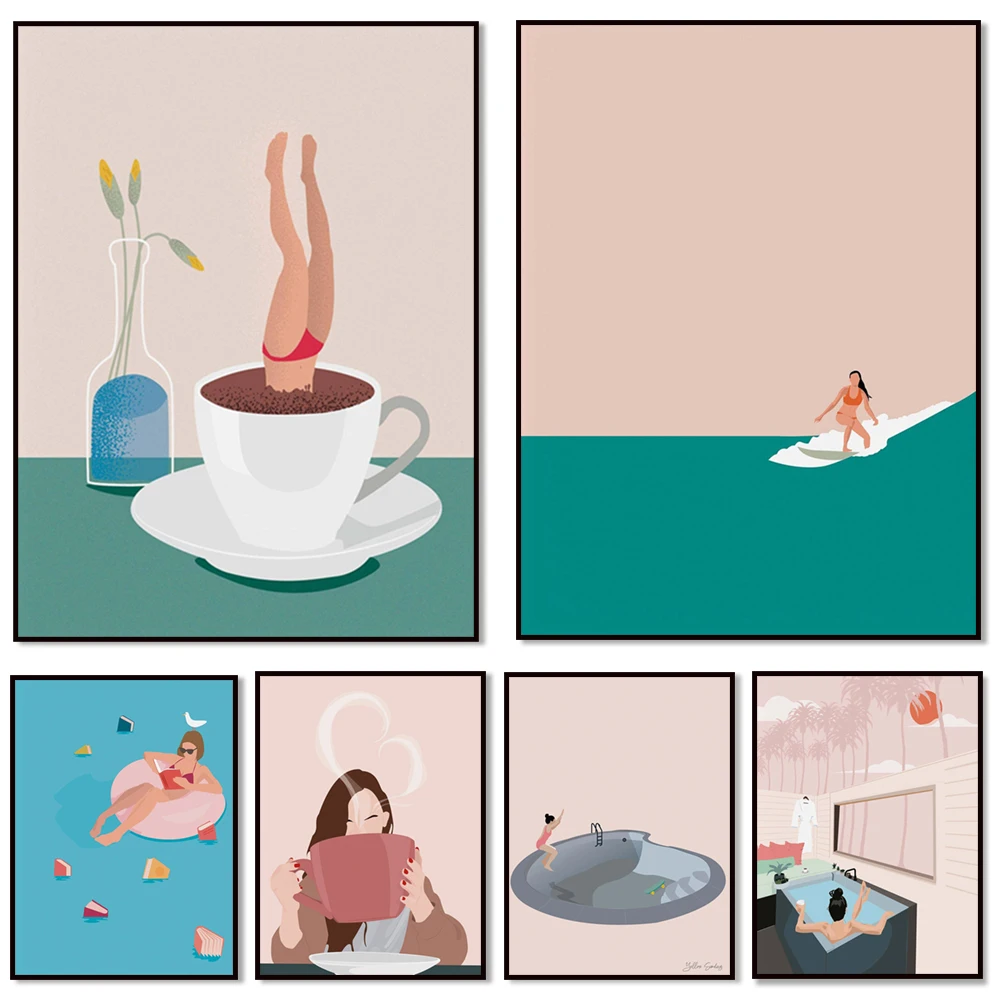 Book Lover Art Print, Fabulous Spa Day Print | Digital Download | Nature Print | Self Care Bathtub Print