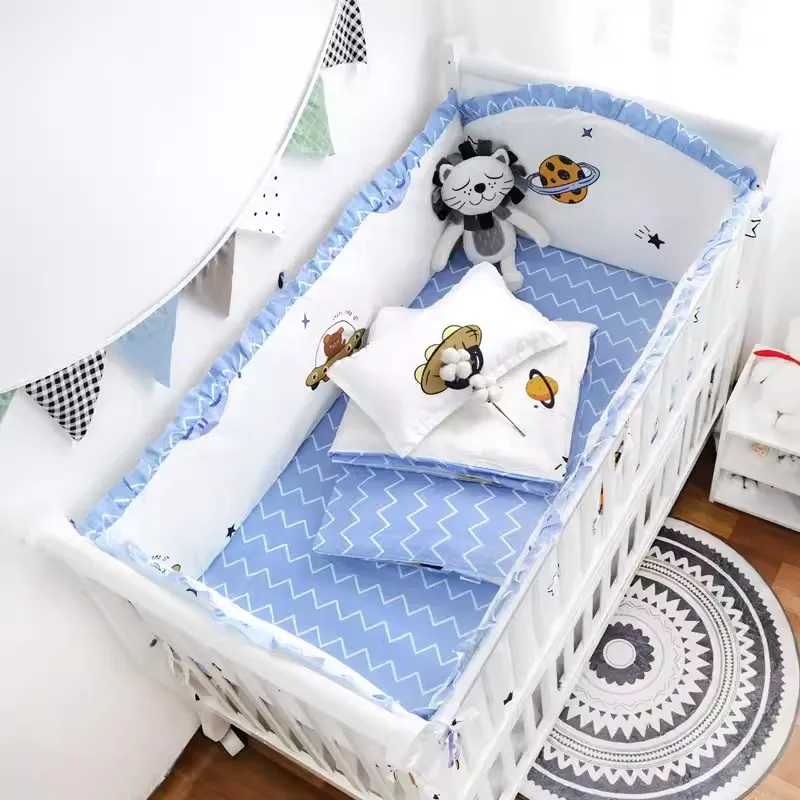 5Pcs baby cot bedding set cribs for babies baby bedding cuna Safety Crib Bed Fence (4Bumpers+Sheet)