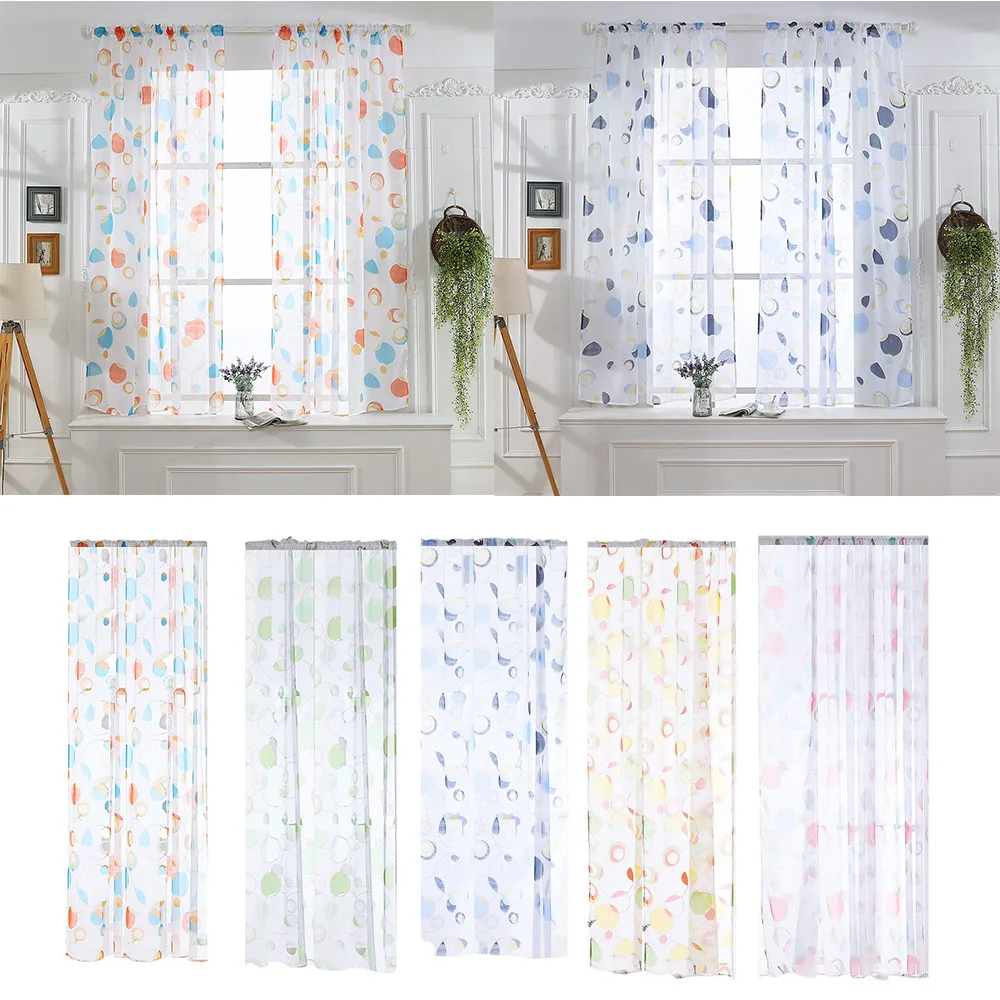 

Leaves Sheer Curtain Tulle Window Treatment Voile Drape Valance 1 Panel Fabric