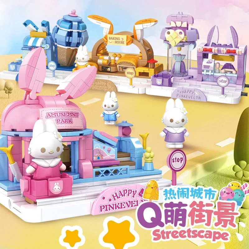 Rabbit House Clothing Bakery Building Block Street Scene Series Assembled Small Particle Children's Assembled Toy Model