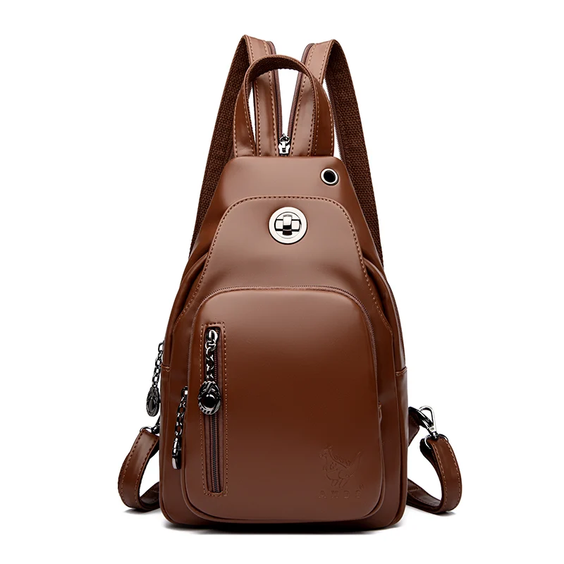 Genuine Leather Backpack for Women 2023 New Fashion Multi purpose Women\'s Commuter Leisure Versatile Chest Bag Soft Leather Cowh