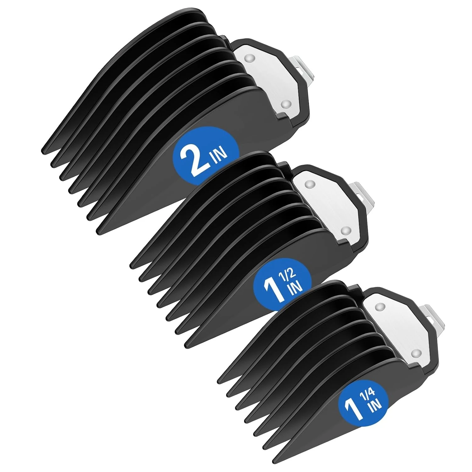 

3Pcs Metal Clip Clipper Guards for Wahl, 1.25/1.5/2 Inch Durable Hair Cutting Combs, Fits Most Trimmers for Various Hairstyles