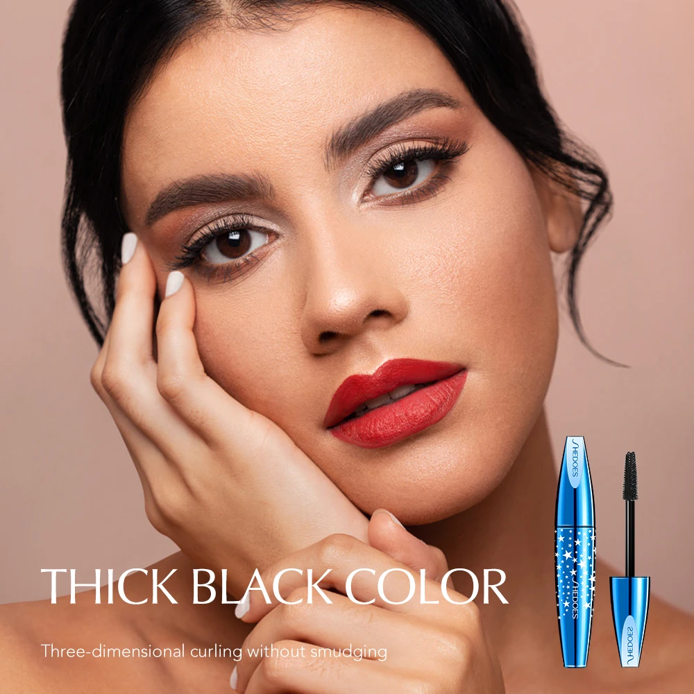 SHEDOES Volumizing & Lengthening Mascara  Curl, Waterproof, Smudge-Proof, Rich Black for 24 Hours - Suitable for All Skin Types