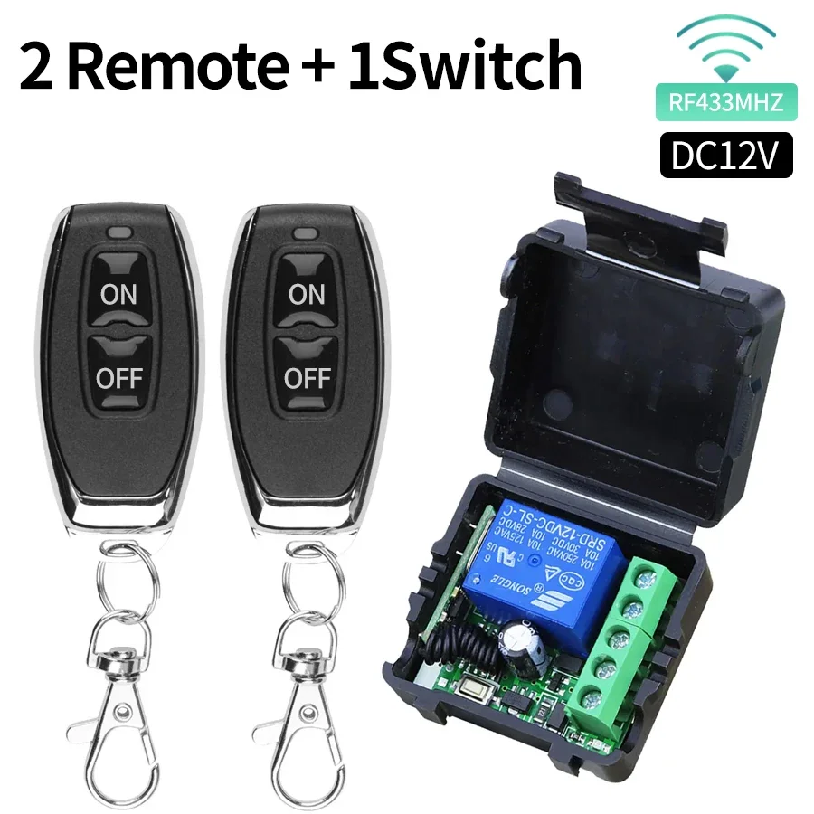 10A Relay Receiver and 2CH Transmitter Remote Control DC 12V 1CH RF 433Mhz Wireless Switch For Door Electromagnetic Lock