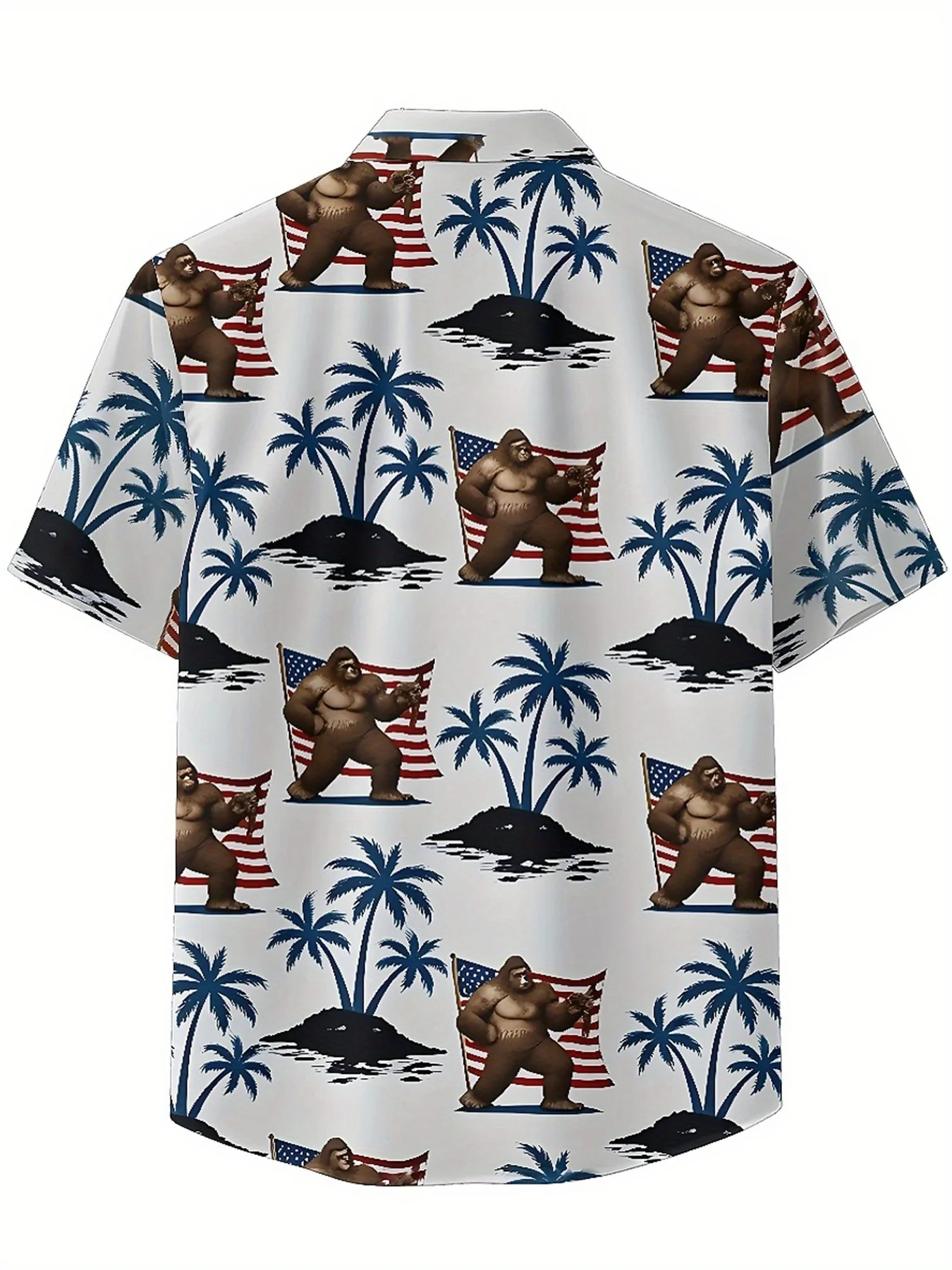 Camisas hawaianas de talla grande para hombre, tema de Sasquatch de EE. UU., patrón del Día de la Independencia, camisas con botones, ropa informal unisex, tops de verano