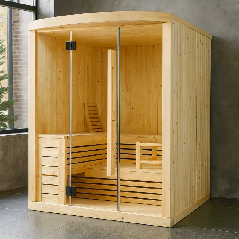 High Quality Chinese Factory Good Quality Solid Wood Dry Steam Sauna Room Indoor Sauna for 4 Person