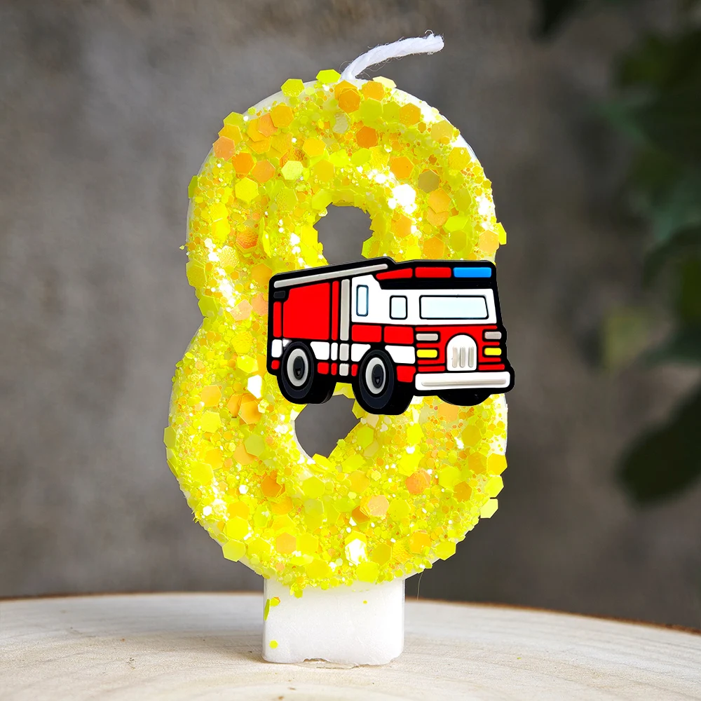 Bunte Feuerwehrauto-Geburtstagskerze Rauchfreie Paraffin-Kuchendekoration für Kinderpartys Babypartys Feiertagsfeiern – Detail 9