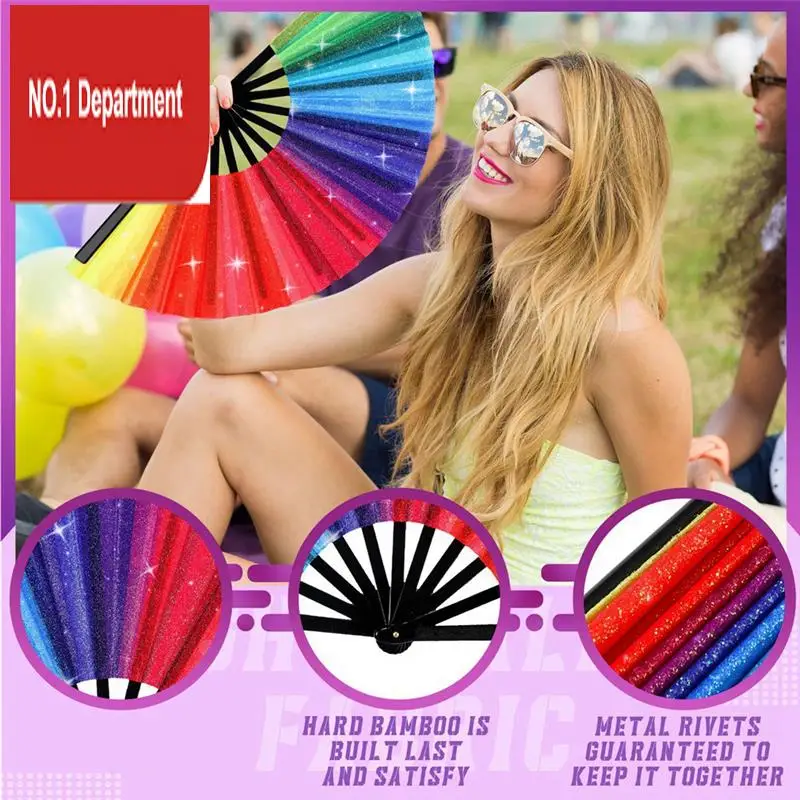 

4Pcs Handheld Fan Handheld Rave Fan Performance Clack Dance Fan Chinese Festival Fan Decorative Folding Fan