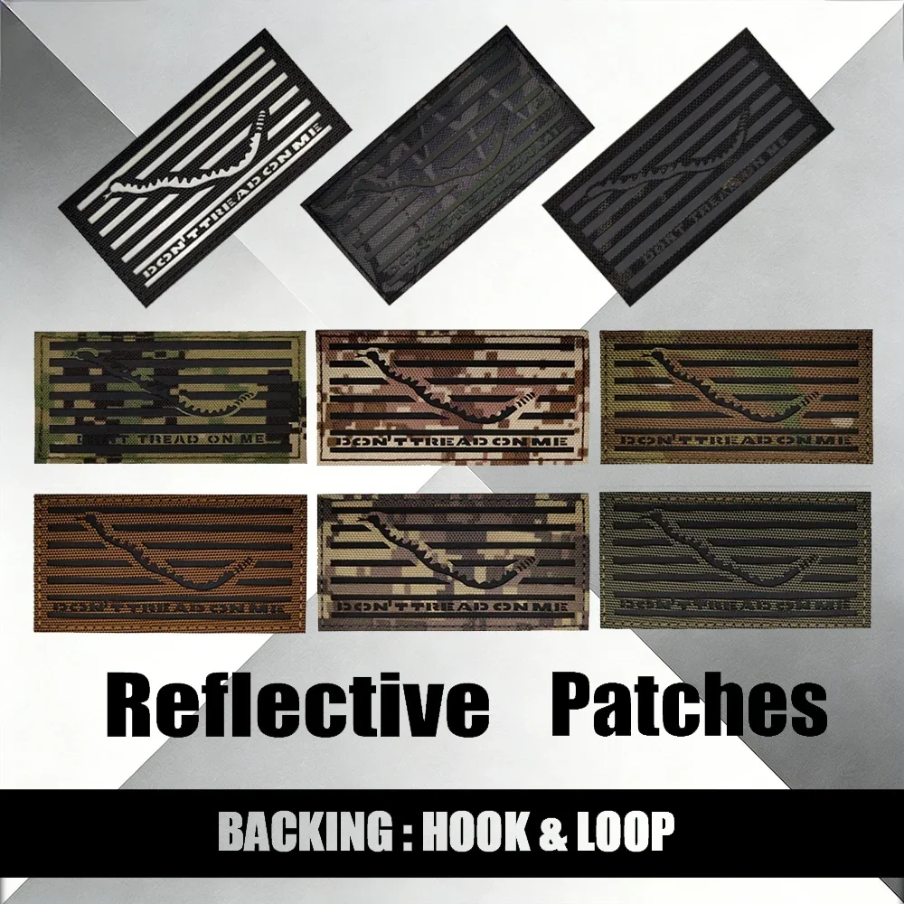 

Don't Tread on Me Tactical Snake Reflective IR Patches Night Recognition Stickers for Backpacks