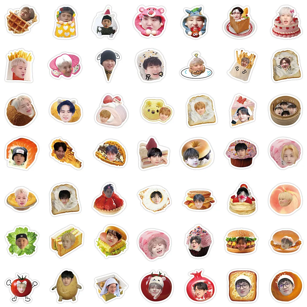 10/30/50/104PCS INS Style South Korean Boy Band Stickers Funny Food Graffiti Sticker Seventeen Decals Bike Laptop Toy Fans Gift