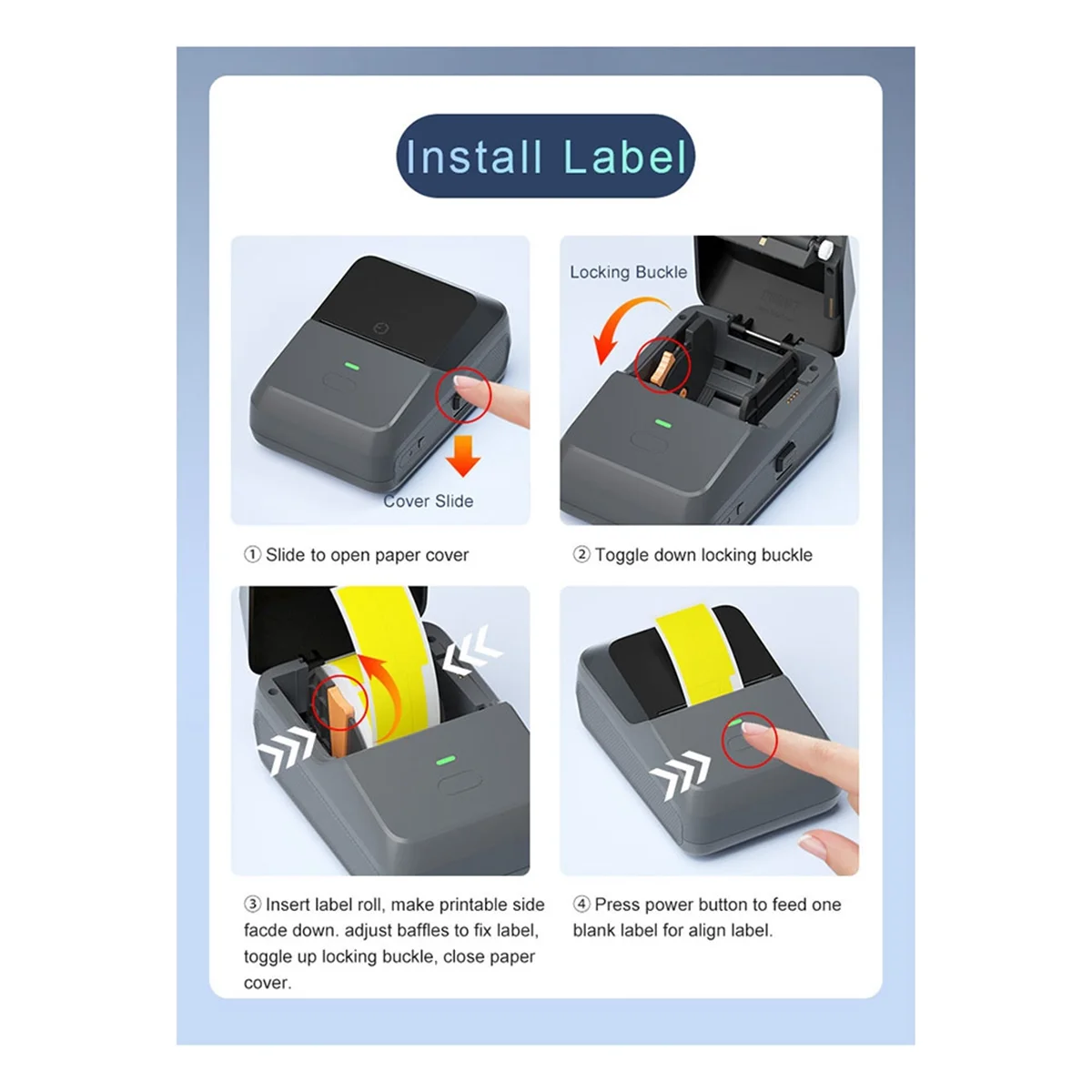 طابعة GOB-oP2 صغيرة مناسبة للمنزل والمكتب الملابس التجارية بطاقة السعر الباركود الحراري اللاسلكي