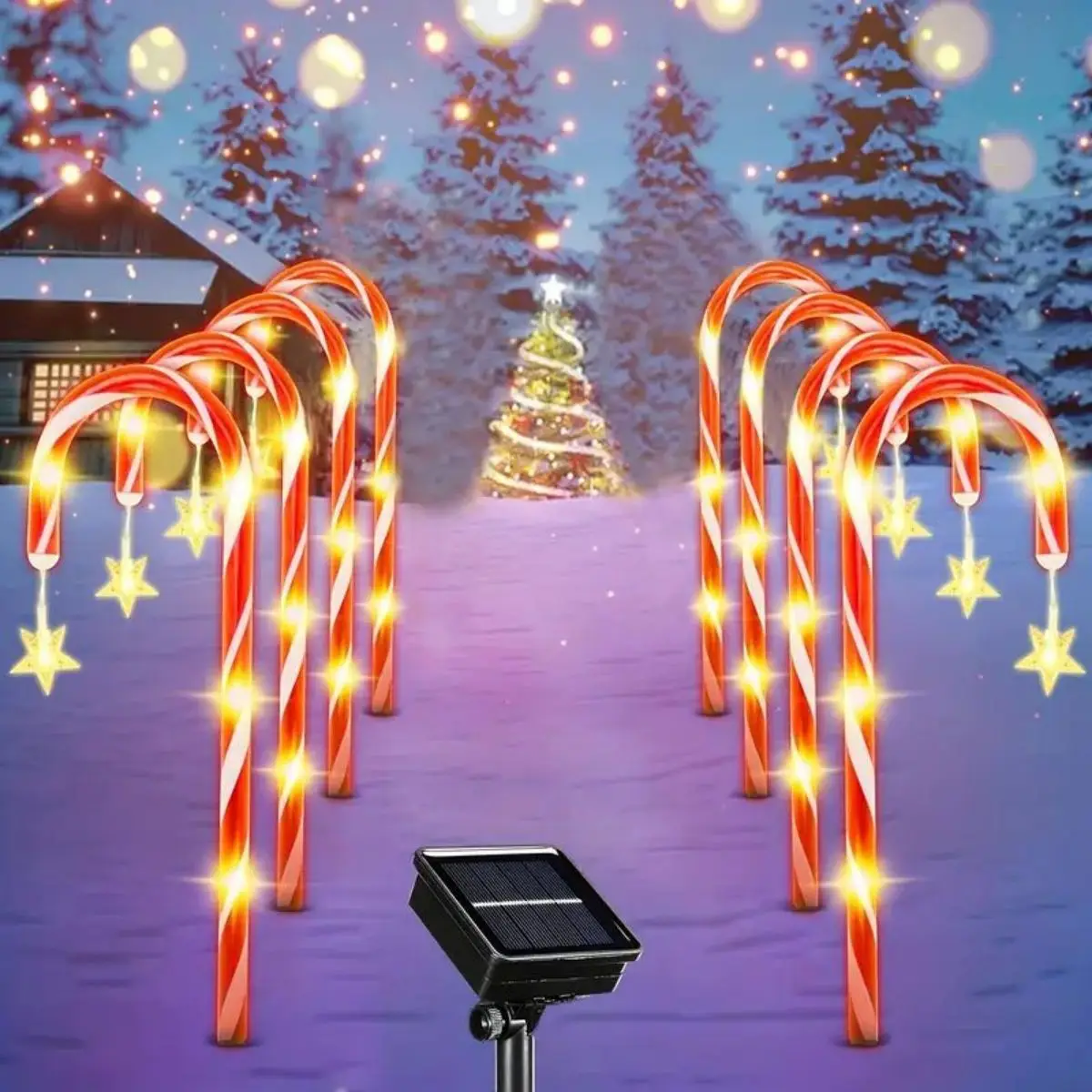 

8pcs/set solar powered garden cane lights, 8-function waterproof decorative lights, Christmas candy garden lights