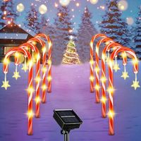 8pcs/set solar powered garden cane lights, 8-function waterproof decorative lights, Christmas candy garden lights