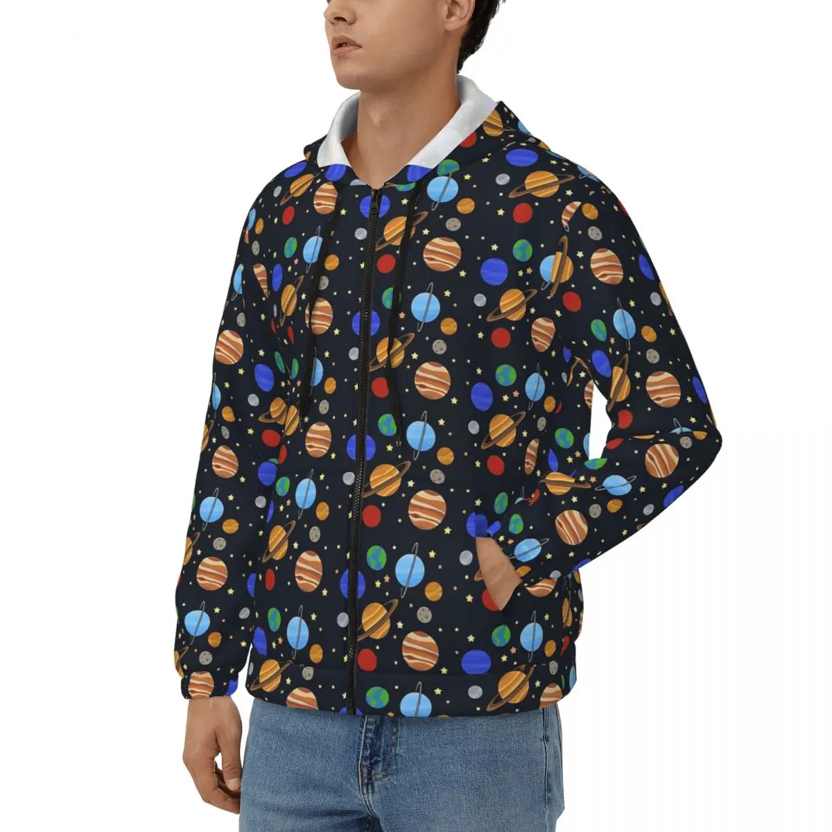 Solar System Zipper Hoodie Hip Hop Pullover Autumn Winter Men's Women's Sweatshirt Long Sleeve Tops