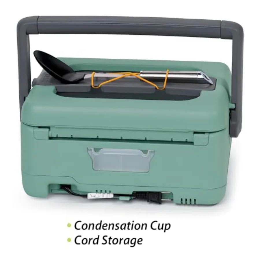 طباخ بطيئة للسفر سعة 6 لتر مع غطاء قفل ولوحة مسح جاف لرحلات الطريق للتخييم في الهواء الطلق والاستخدام المنزلي المدمج