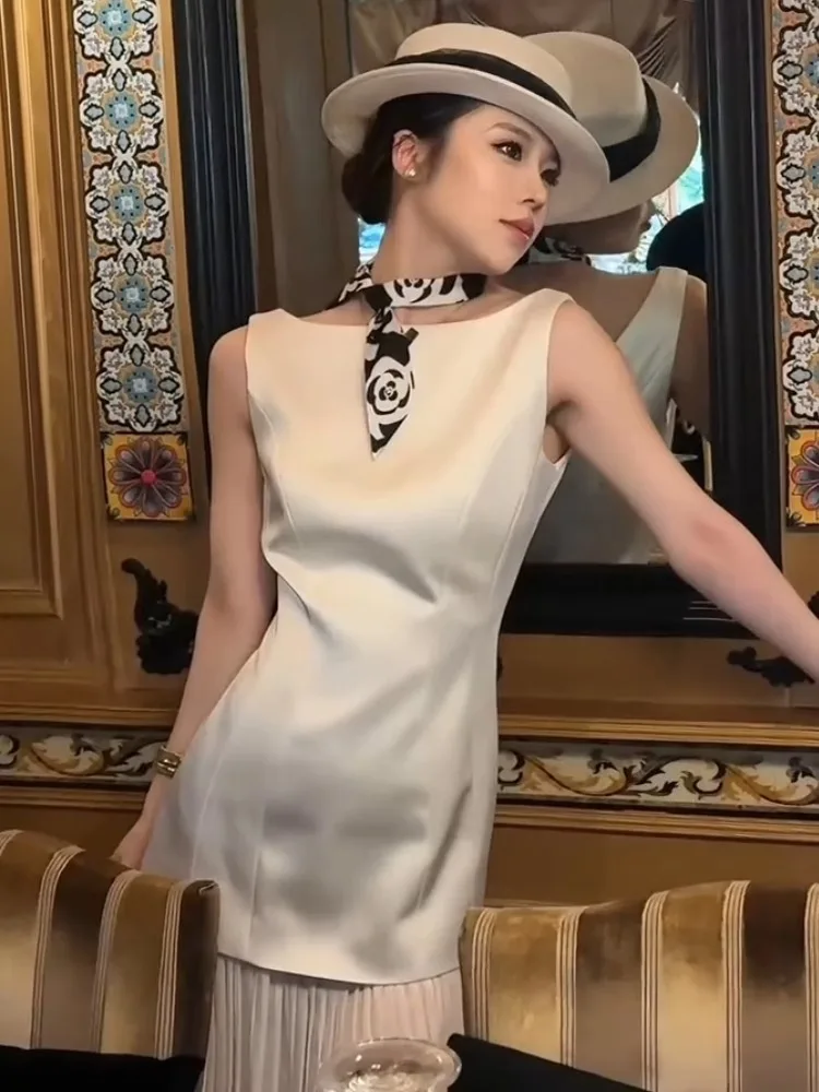 

Летнее женское платье-бальное платье Ele White Svel в стиле пэчворк, с завышенной талией, А-силуэт, повседневное, шикарное, модный тренд