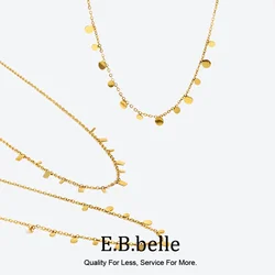 E.B.belle Circle Square Drop Geometric Metal Charm Gold Chain Choker Necklaces For Women Delicate 18k Gold Color Layer Necklace