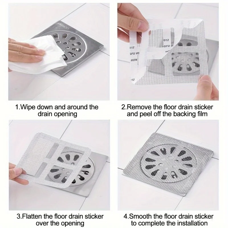 Multipurpose Disposable Shower Drain Hair Catcher Mesh Stickers Anti-Clog Bathroom Sink Floor Drain Filter Window Repair Patch Extra Bonus Same Items Included view 5
