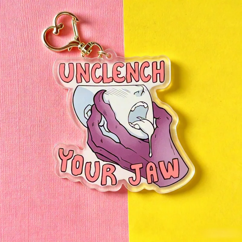 Unclench Your Jaw Meme Furry Acrylic Keychain Monsterlover Gold Heart Lobster Clasp Charm Glitter Bag Pendant Gift For Fans