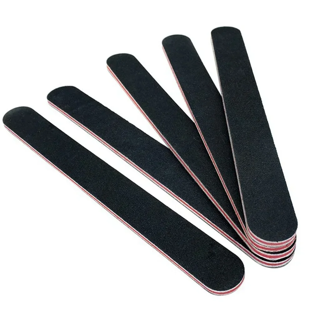 Professionele schurende nagelvijl nagelvijl 100/180 voor nagelgereedschap, 30 stuks recht rond zwart aangepast logo