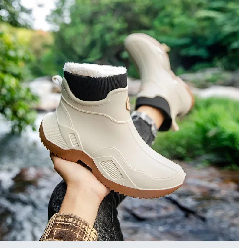 Unisex Kurze Regenstiefel Rutschfest Verstärktes PVC-Material Runde Zehenkappe Knöchelhoch Paarstiefel für Frühling und Sommer Wasserschuhe – Detail 31