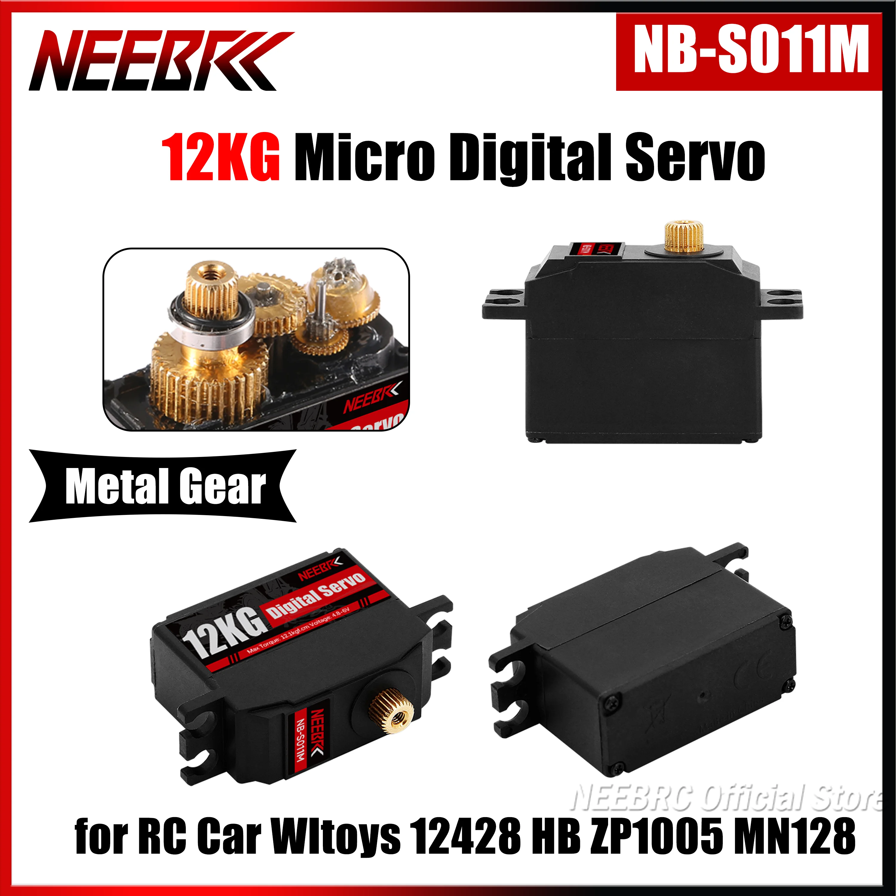 NEEBRC 12KG Digital Standard Servo Metal Gear Short Body for RC Car Truck Wltoys12428 HB ZP1005 MN128 Plane Boat Upgrade Parts