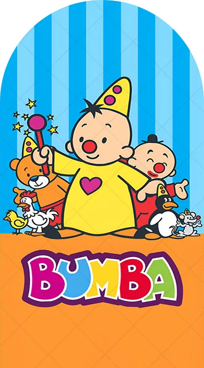 Boog Circus Jongen Bumba Achtergrond Kids Verjaardagsfeestje Achtergrond Dubbelzijdig Polyester Boog Banner Fotografie Props