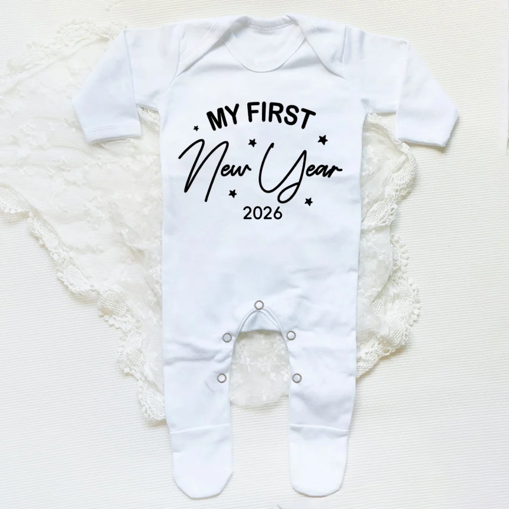 بلدي 1st السنة الجديدة 2026 الوليد الطفل السروال القصير طويلة الأكمام الرضع بذلة انه أول السنة الجديدة طفل الفتيان الفتيات السنة الجديدة روبا #5