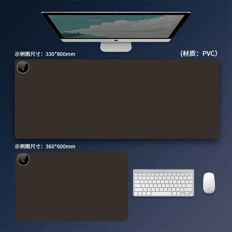 แผ่นรองเมาส์แบบอุ่นพร้อมจอแสดงผลดิจิตอล 5 ระดับ เครื่องทำความร้อนสำหรับโต๊ะทำงาน/อ่านหนังสือขนาดใหญ่ พร้อมแผ่นรองคีย์บอร์ดหนัง แผ่นรองโต๊ะอุ่นขนาดใหญ่