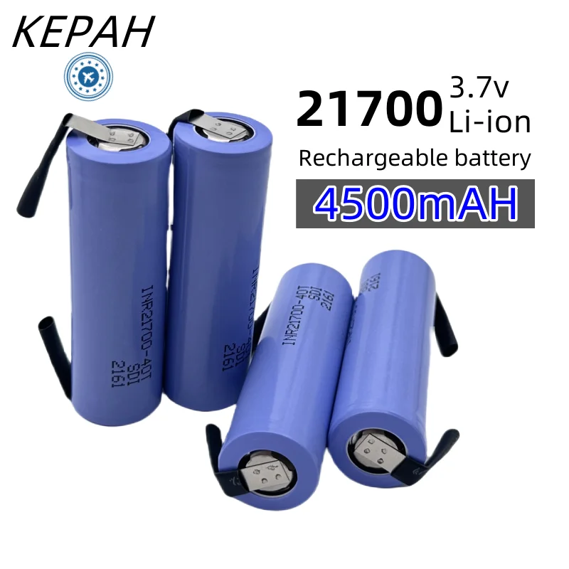 100% NEW 21700 4500mah 40T 3.7V high discharge/capacity Li-ion rechargeable battery 30T high discharge power li-ion+DIY Nicke