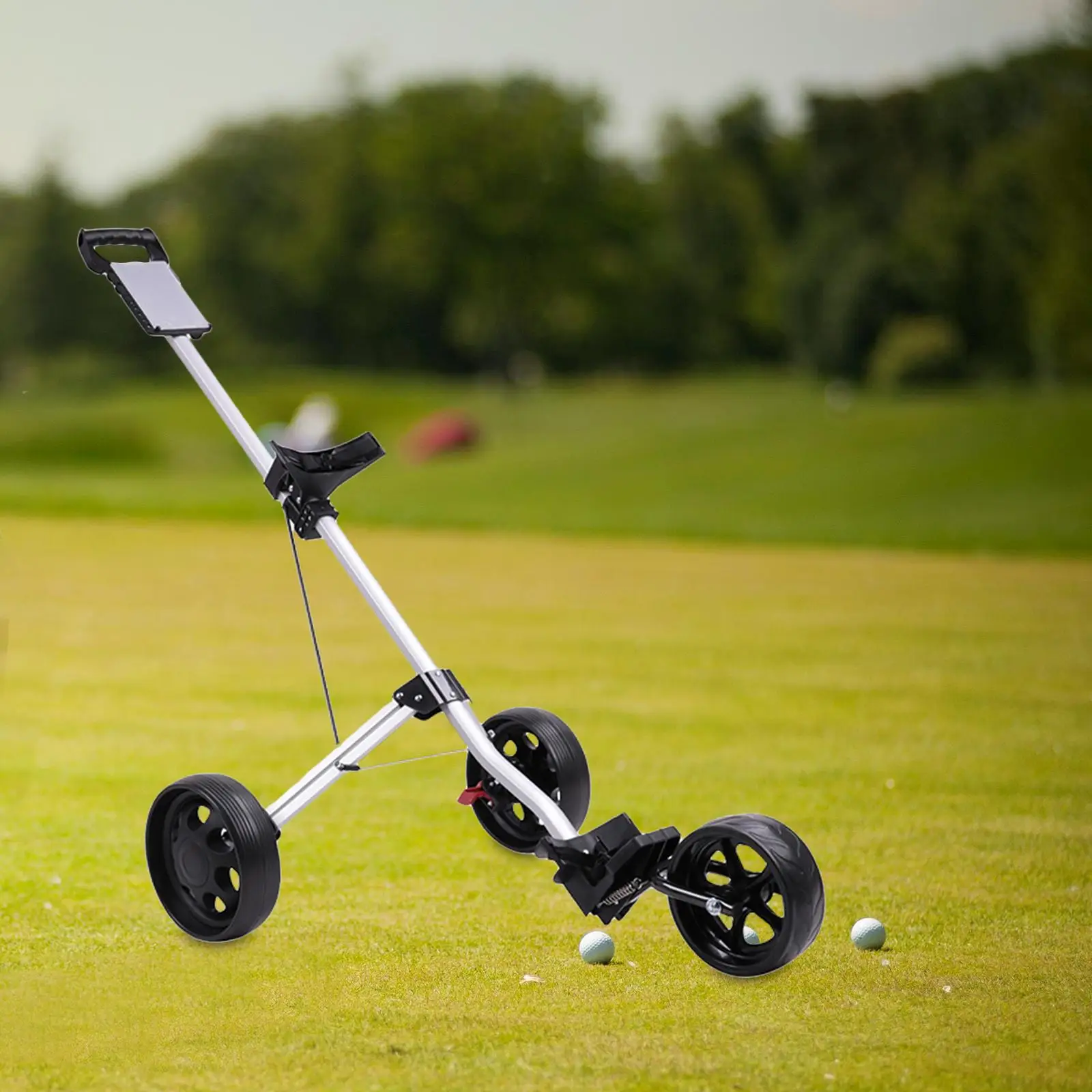 

Golf Push Trolley Wheel Lightweight Aluminum Cart Bag Carrier Foldable Walking Caddy Cart for Golf Bag Standbag