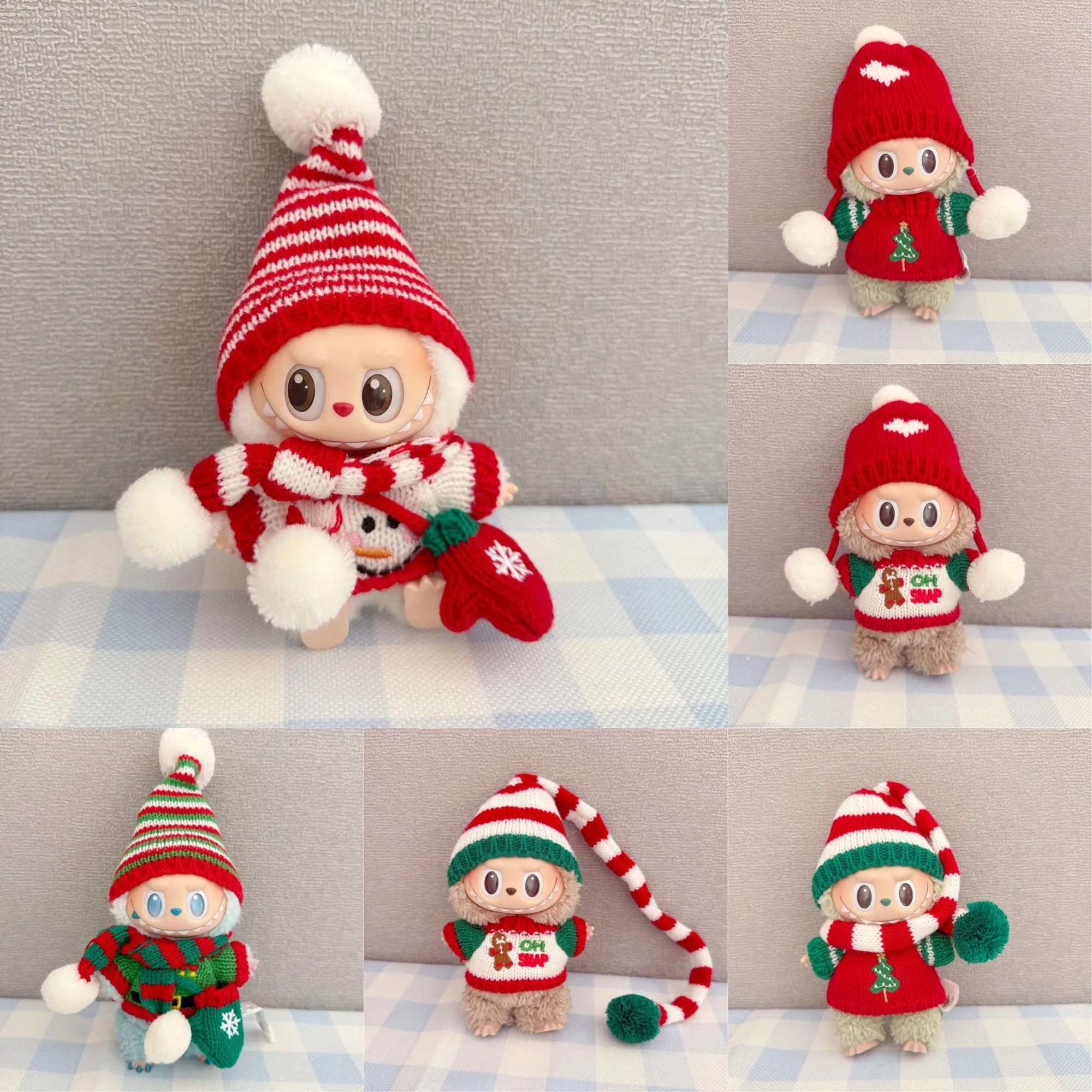 

17cm Labubu 1-3 Gen Doll Outfits | New Year & Christmas Sweater Set | Clothes for Labubu Pendants Accessories