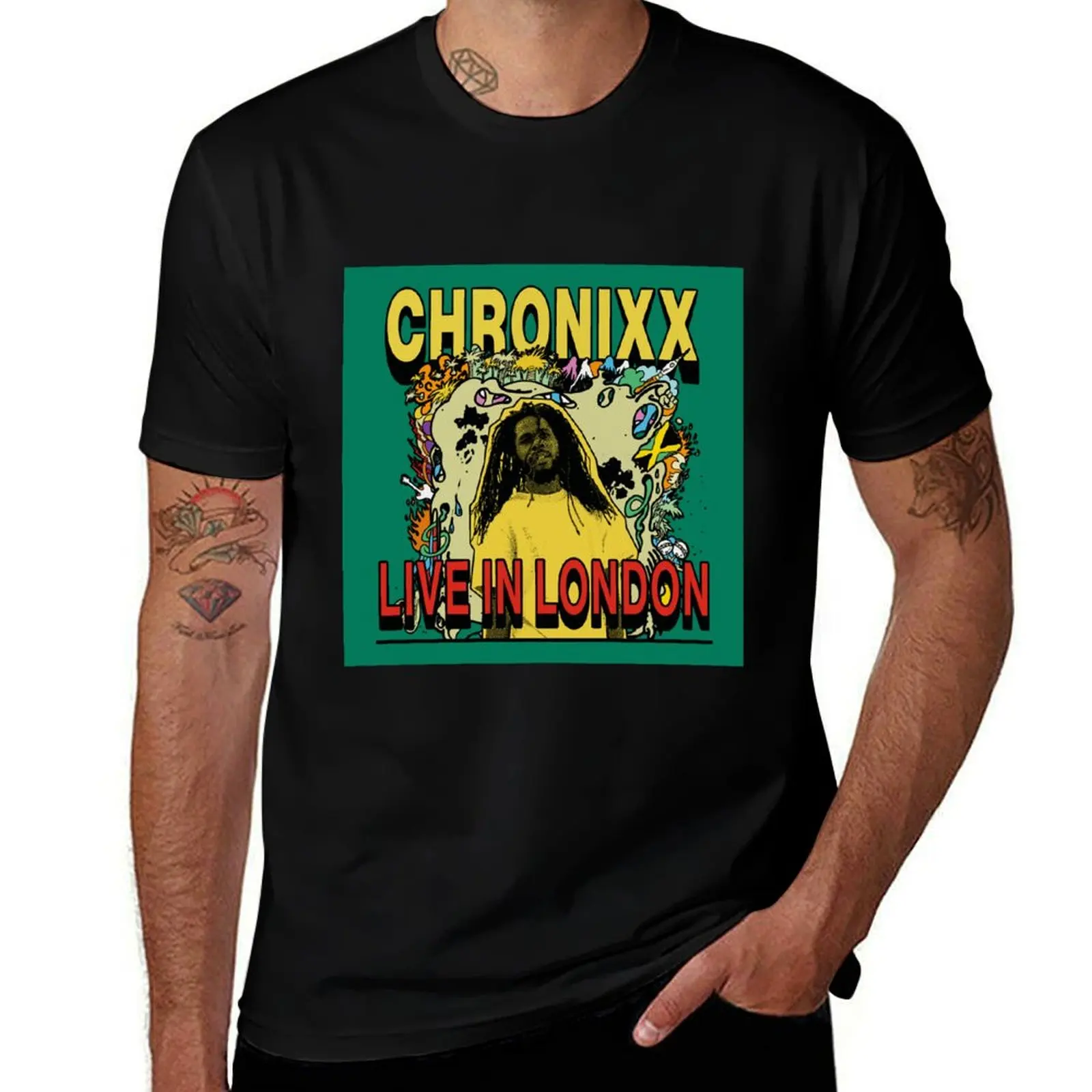 Chronixx Live In London pegatina camiseta camisas de diseñador de secado rápido aduanas camiseta de gran tamaño ropa para hombres